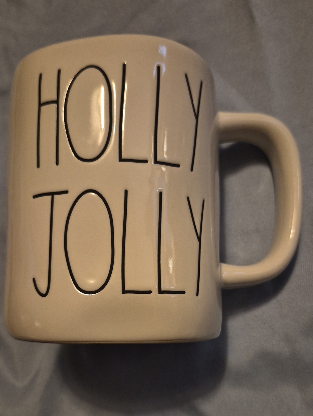 Rae Dunn Beige 'HOLLY JOLLY' Ceramic Mug